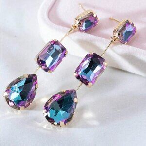 Sophisticated Purple and Blue Gemstone Earrings